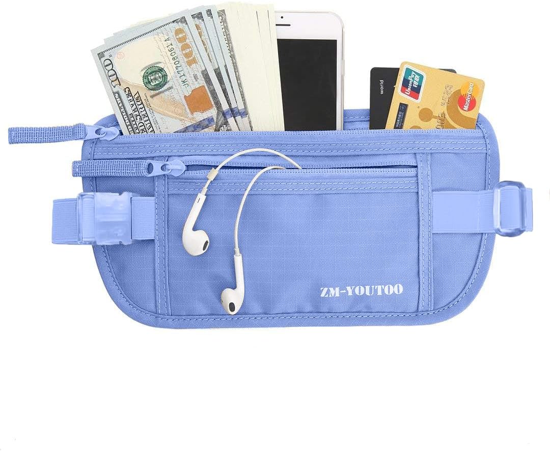 Money Belt for Travel - Hidden Travel Pouch Protect Your Credit and Money With RFID Blocking Passport Holder Waist Wallet (gray)