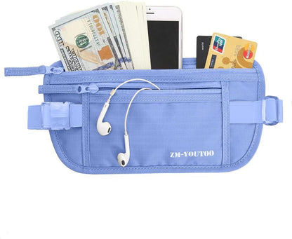 Money Belt for Travel - Hidden Travel Pouch Protect Your Credit and Money With RFID Blocking Passport Holder Waist Wallet (gray)