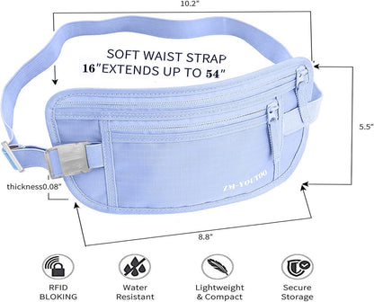 Money Belt for Travel - Hidden Travel Pouch Protect Your Credit and Money With RFID Blocking Passport Holder Waist Wallet (gray)