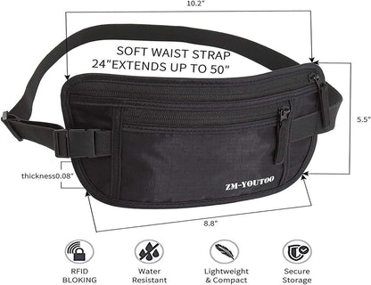 Money Belt for Travel - Hidden Travel Pouch Protect Your Credit and Money With RFID Blocking Passport Holder Waist Wallet (gray)