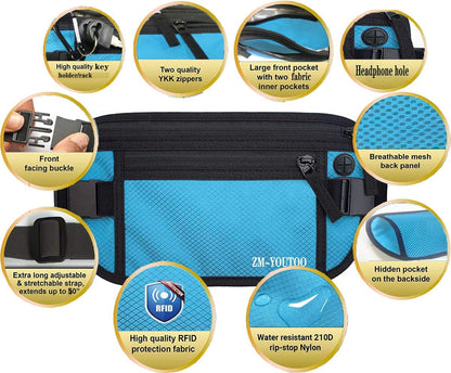 Money Belt for Travel - Hidden Travel Pouch Protect Your Credit and Money With RFID Blocking Passport Holder Waist Wallet (gray)