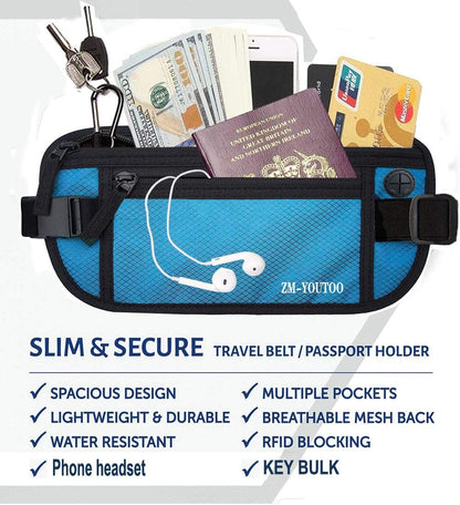 Money Belt for Travel - Hidden Travel Pouch Protect Your Credit and Money With RFID Blocking Passport Holder Waist Wallet (gray)