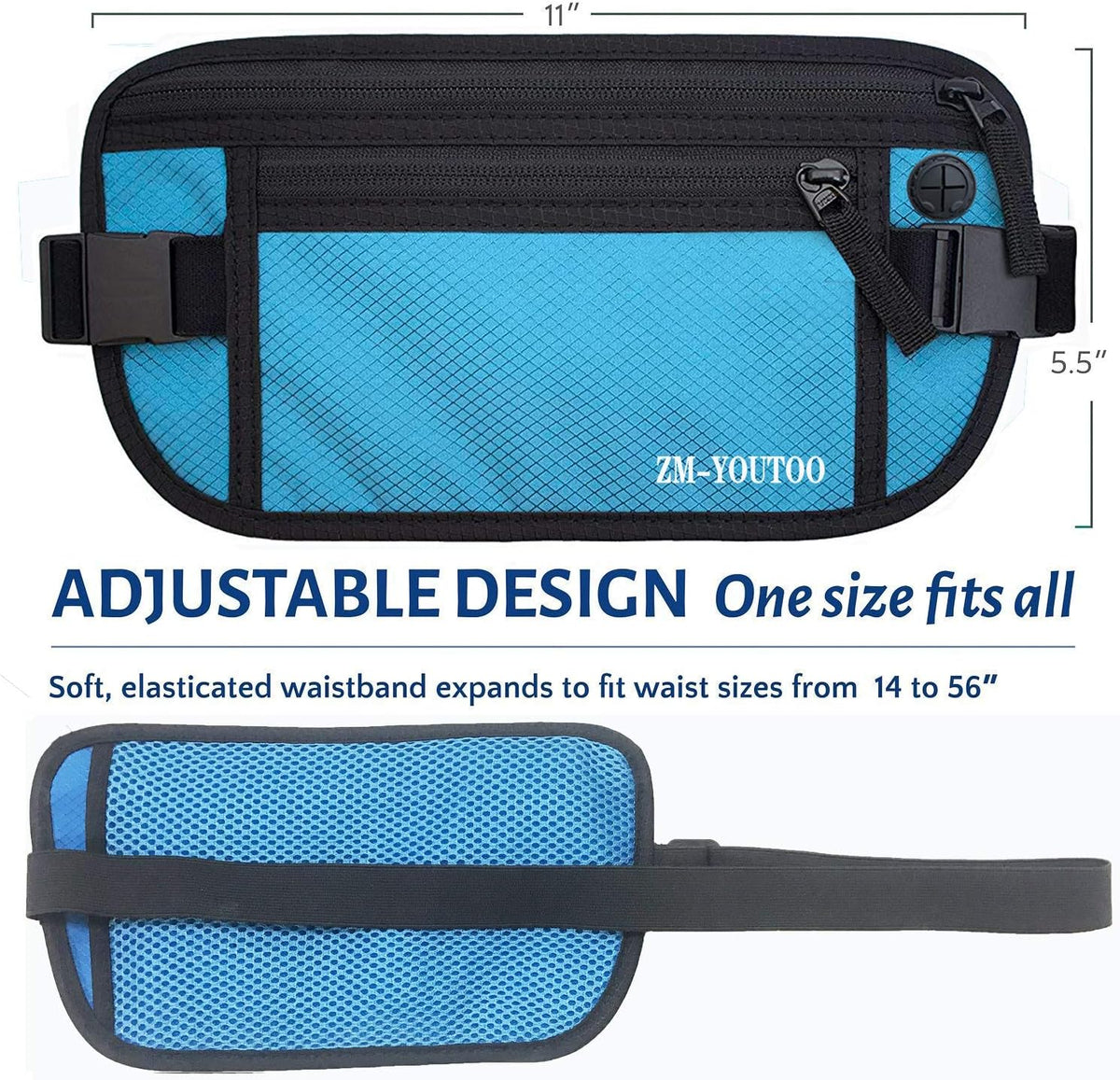 Money Belt for Travel - Hidden Travel Pouch Protect Your Credit and Money With RFID Blocking Passport Holder Waist Wallet (gray)