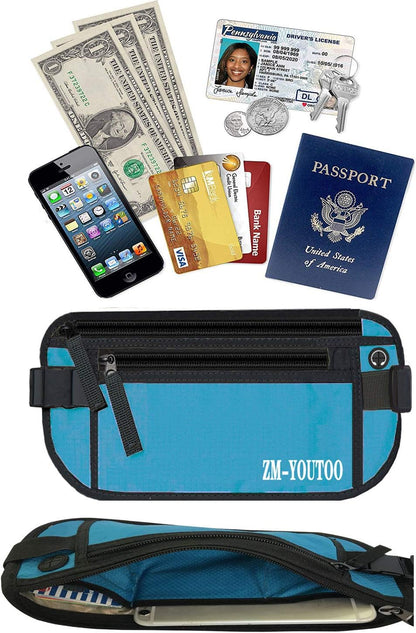 Money Belt for Travel - Hidden Travel Pouch Protect Your Credit and Money With RFID Blocking Passport Holder Waist Wallet (gray)