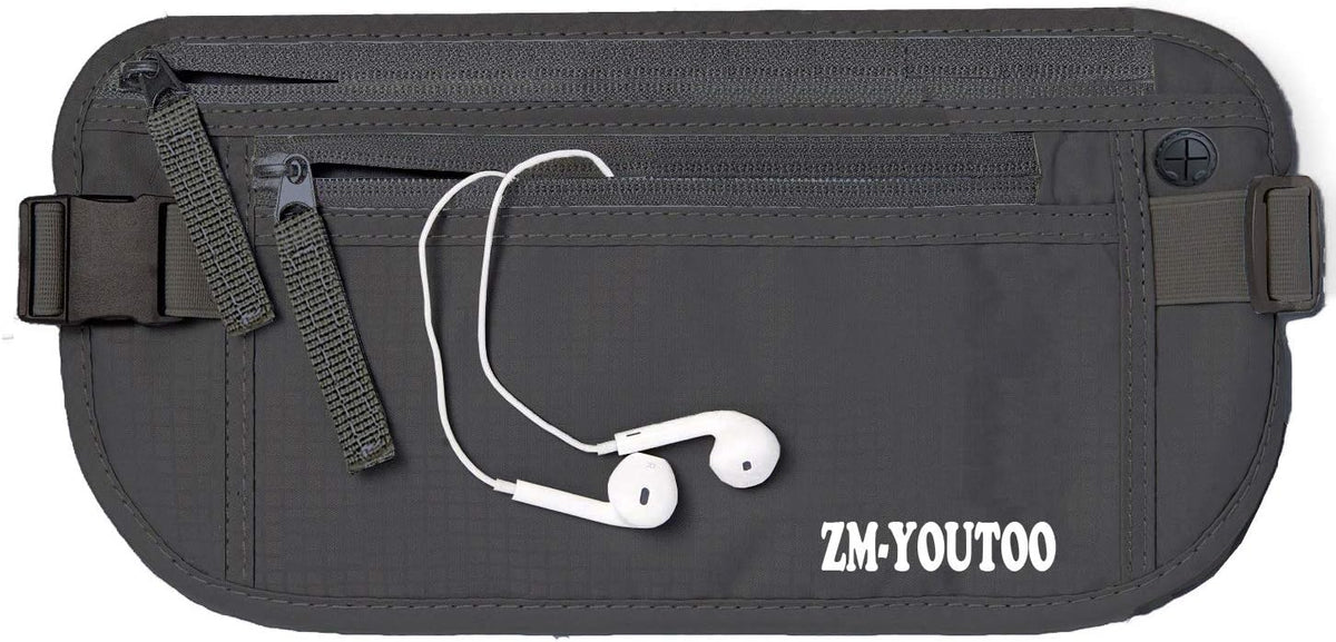 Money Belt for Travel - Hidden Travel Pouch Protect Your Credit and Money With RFID Blocking Passport Holder Waist Wallet (gray)