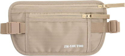 Money Belt for Travel - Hidden Travel Pouch Protect Your Credit and Money With RFID Blocking Passport Holder Waist Wallet (gray)