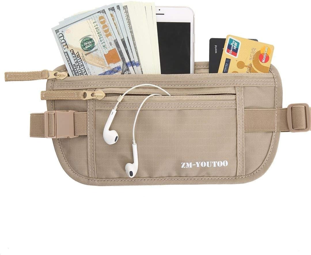 Money Belt for Travel - Hidden Travel Pouch Protect Your Credit and Money With RFID Blocking Passport Holder Waist Wallet (gray)