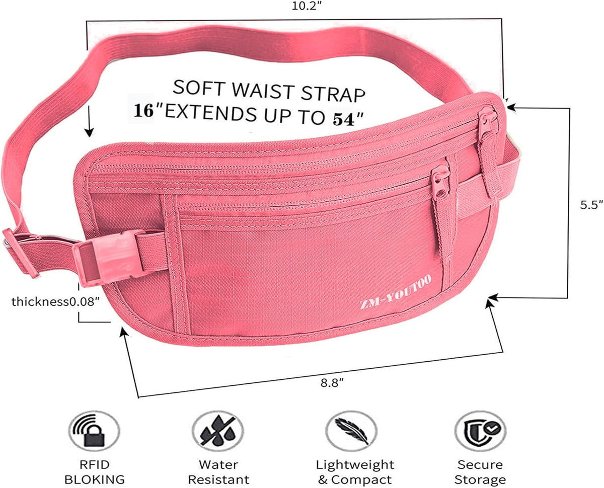 Money Belt for Travel - Hidden Travel Pouch Protect Your Credit and Money With RFID Blocking Passport Holder Waist Wallet (gray)