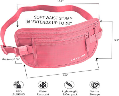Money Belt for Travel - Hidden Travel Pouch Protect Your Credit and Money With RFID Blocking Passport Holder Waist Wallet (gray)