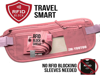 Money Belt for Travel - Hidden Travel Pouch Protect Your Credit and Money With RFID Blocking Passport Holder Waist Wallet (gray)