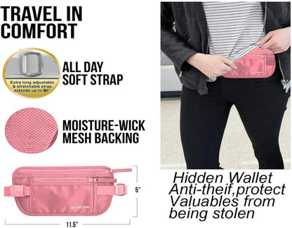 Money Belt for Travel - Hidden Travel Pouch Protect Your Credit and Money With RFID Blocking Passport Holder Waist Wallet (gray)