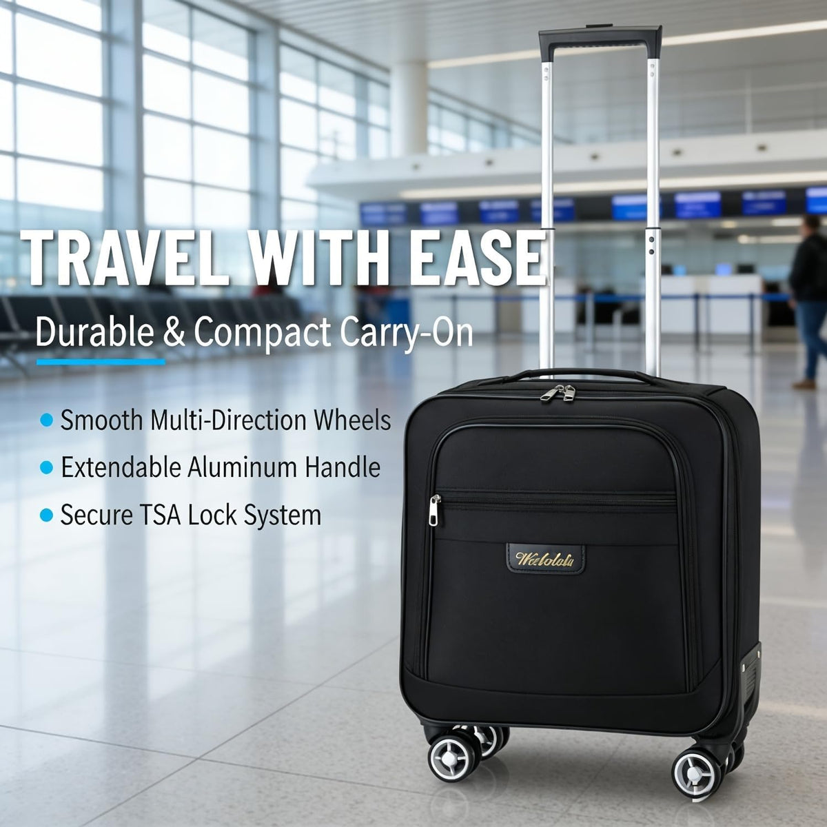 18-Inch Carry-On Luggage with 360° Spinner Wheels & Telescopic Handle Laptop Briefcase Ergonomic Design for Travel Business, Vacation, Luggage for Travel, Business Trip Gear, Suitcase Luggage On Wheel