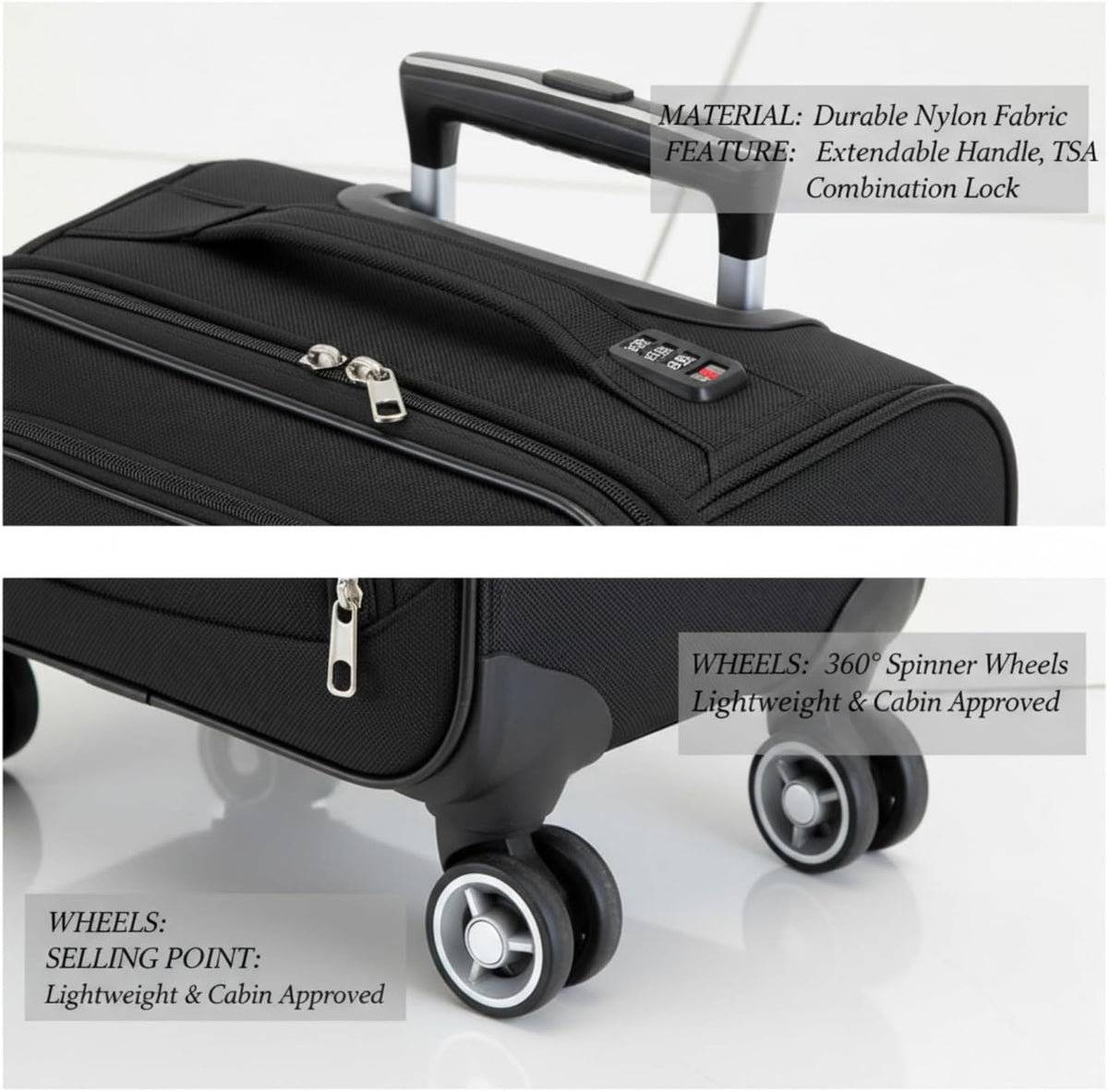 18-Inch Carry-On Luggage with 360° Spinner Wheels & Telescopic Handle Laptop Briefcase Ergonomic Design for Travel Business, Vacation, Luggage for Travel, Business Trip Gear, Suitcase Luggage On Wheel