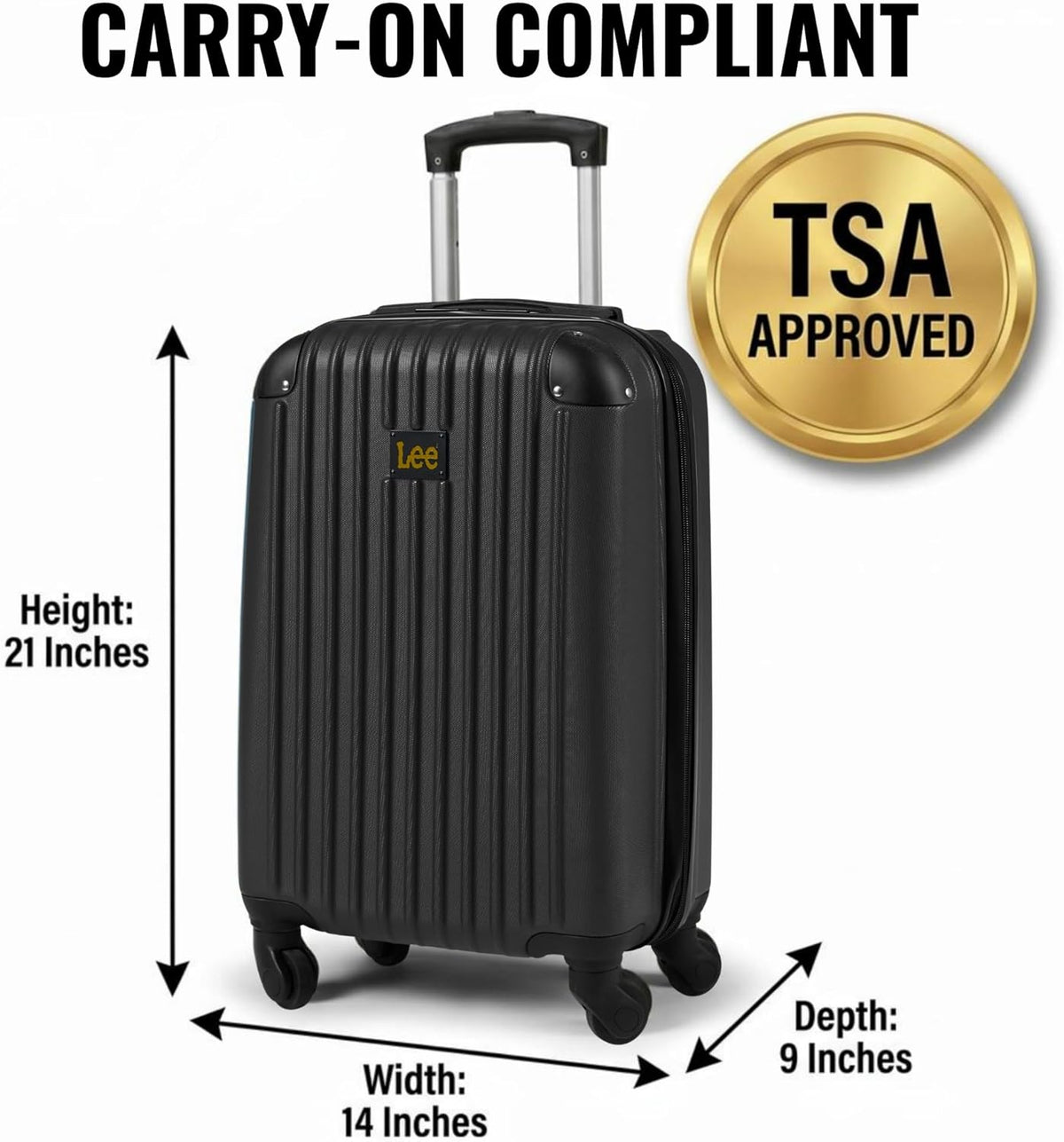 Carry On Luggage with Wheels - 21" TSA Approved Carry-On Suitcase, Multi-Directional Wheels, Impact Resistance Hard Shell, Inner Mesh Pockets and Secure Strap, Checked Travel Rolling Bag