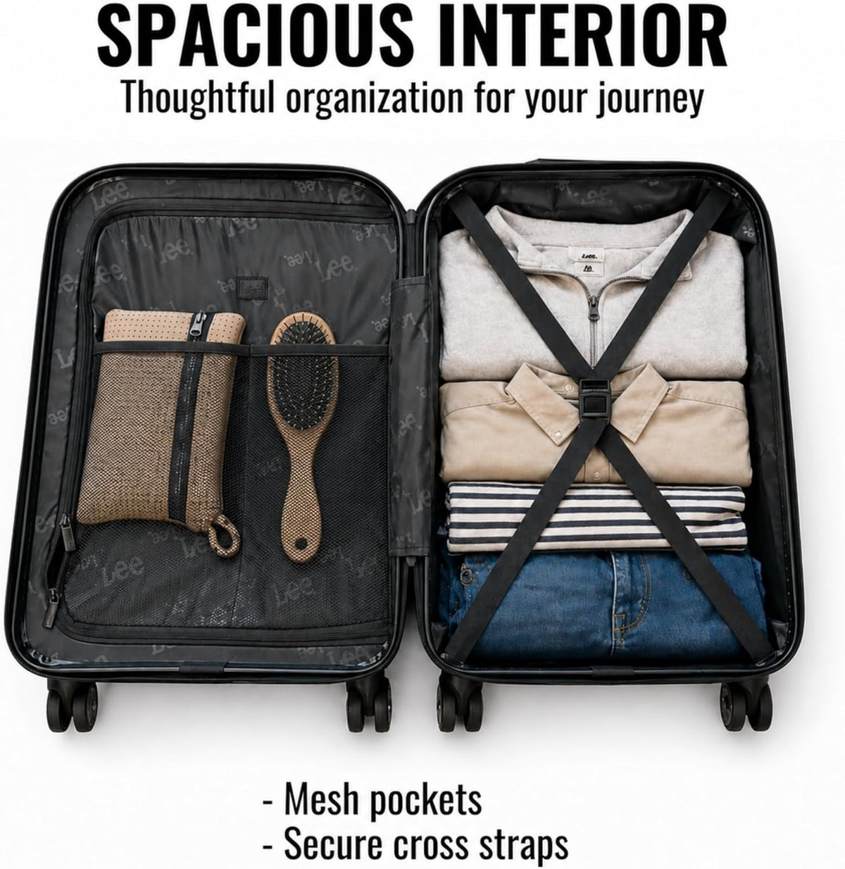 Carry On Luggage with Wheels - 21" TSA Approved Carry-On Suitcase, Multi-Directional Wheels, Impact Resistance Hard Shell, Inner Mesh Pockets and Secure Strap, Checked Travel Rolling Bag