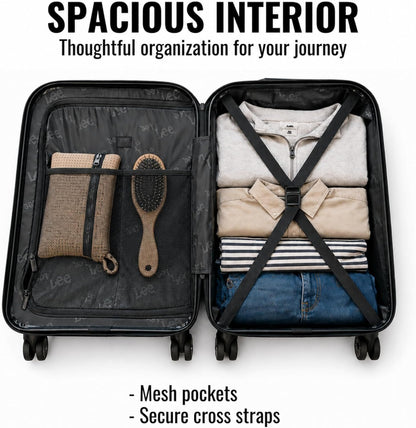 Carry On Luggage with Wheels - 21" TSA Approved Carry-On Suitcase, Multi-Directional Wheels, Impact Resistance Hard Shell, Inner Mesh Pockets and Secure Strap, Checked Travel Rolling Bag