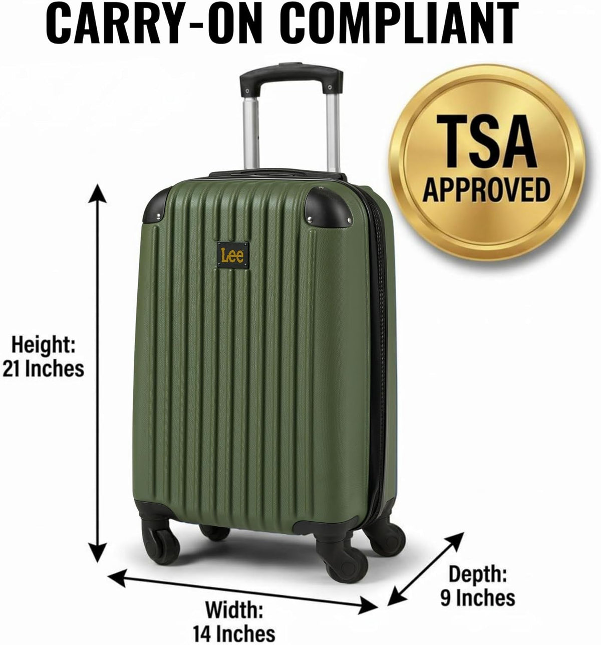 Carry On Luggage with Wheels - 21" TSA Approved Carry-On Suitcase, Multi-Directional Wheels, Impact Resistance Hard Shell, Inner Mesh Pockets and Secure Strap, Checked Travel Rolling Bag