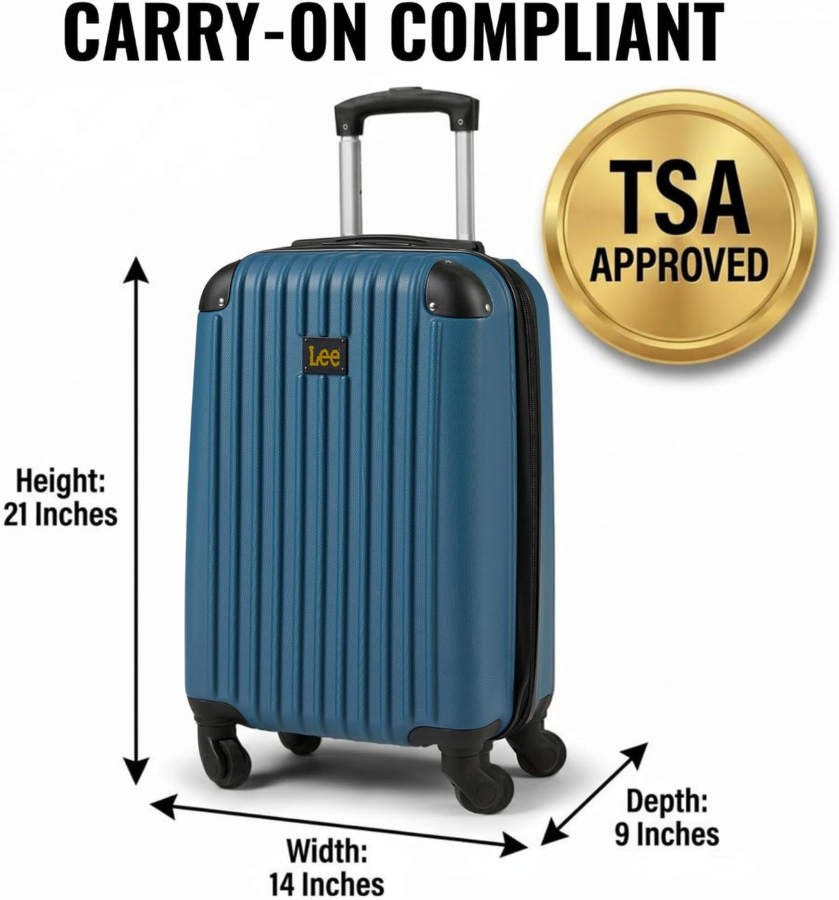 Carry On Luggage with Wheels - 21" TSA Approved Carry-On Suitcase, Multi-Directional Wheels, Impact Resistance Hard Shell, Inner Mesh Pockets and Secure Strap, Checked Travel Rolling Bag