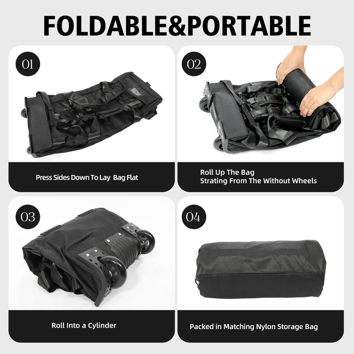 80L Rolling Duffle Bag with Wheels - Heavy-Duty 33.5" Foldable Duffel, Water-Resistant Wheeled Luggage with Shoulder Straps for Camping, Gym, Airplane (Black)