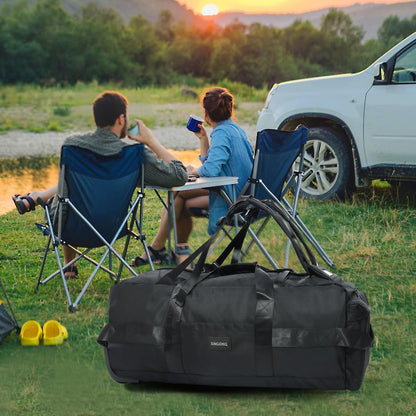 80L Rolling Duffle Bag with Wheels - Heavy-Duty 33.5" Foldable Duffel, Water-Resistant Wheeled Luggage with Shoulder Straps for Camping, Gym, Airplane (Black)