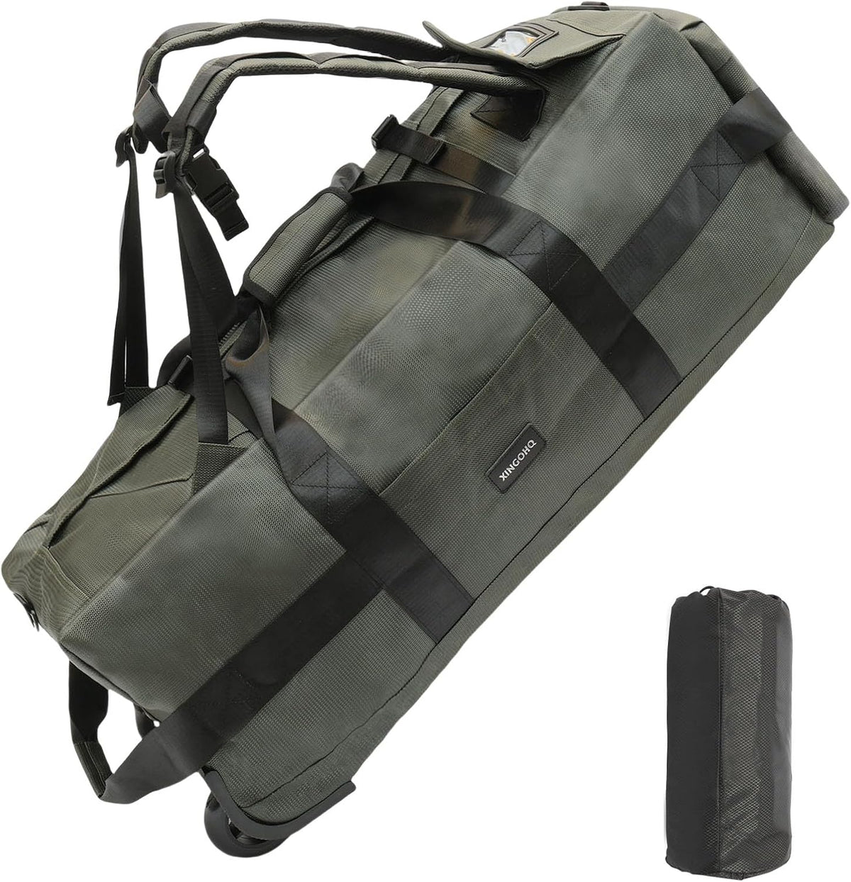 80L Rolling Duffle Bag with Wheels - Heavy-Duty 33.5" Foldable Duffel, Water-Resistant Wheeled Luggage with Shoulder Straps for Camping, Gym, Airplane (Black)