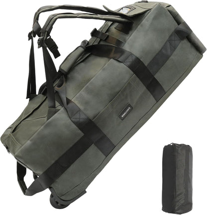 80L Rolling Duffle Bag with Wheels - Heavy-Duty 33.5" Foldable Duffel, Water-Resistant Wheeled Luggage with Shoulder Straps for Camping, Gym, Airplane (Black)
