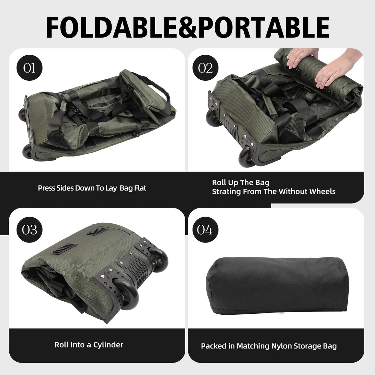 80L Rolling Duffle Bag with Wheels - Heavy-Duty 33.5" Foldable Duffel, Water-Resistant Wheeled Luggage with Shoulder Straps for Camping, Gym, Airplane (Black)