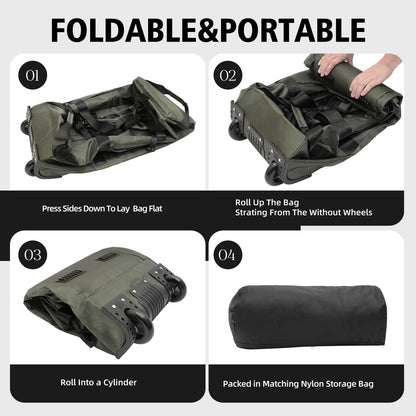 80L Rolling Duffle Bag with Wheels - Heavy-Duty 33.5" Foldable Duffel, Water-Resistant Wheeled Luggage with Shoulder Straps for Camping, Gym, Airplane (Black)