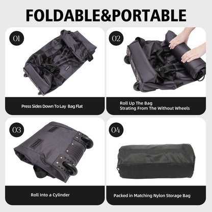 80L Rolling Duffle Bag with Wheels - Heavy-Duty 33.5" Foldable Duffel, Water-Resistant Wheeled Luggage with Shoulder Straps for Camping, Gym, Airplane (Black)