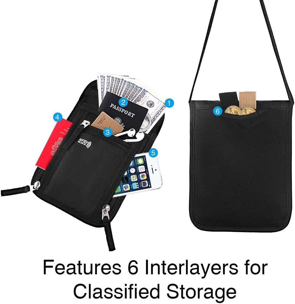Travel Pouch Neck Wallet Family Passport Holder Organizer Case with RFID Blocking | Family Passport Holder