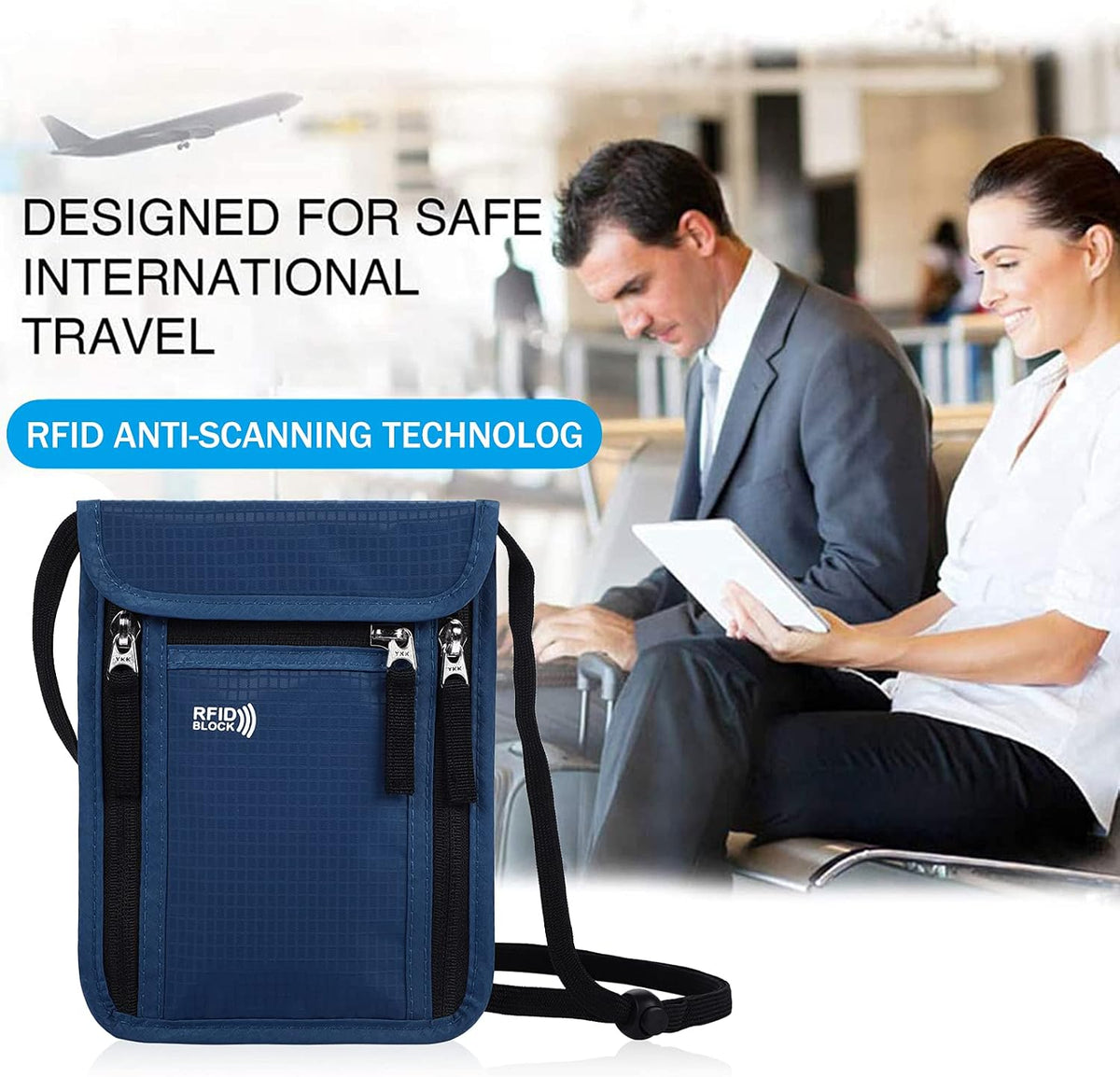 Travel Pouch Neck Wallet Family Passport Holder Organizer Case with RFID Blocking | Family Passport Holder