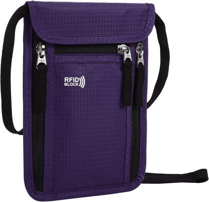 Travel Pouch Neck Wallet Family Passport Holder Organizer Case with RFID Blocking | Family Passport Holder