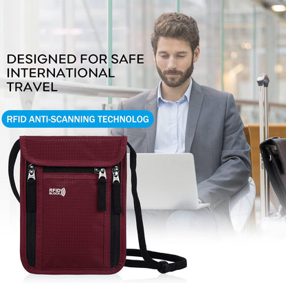 Travel Pouch Neck Wallet Family Passport Holder Organizer Case with RFID Blocking | Family Passport Holder