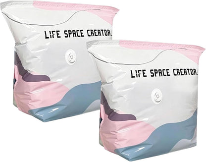 No‑Pump Vacuum Storage Bags, Large Cube Vacuum Seal Bags, Press & Seal Roll-Up Compression B𝐚g𝐬 for Clothes, Duvets, Bedding & Travel (Medium)