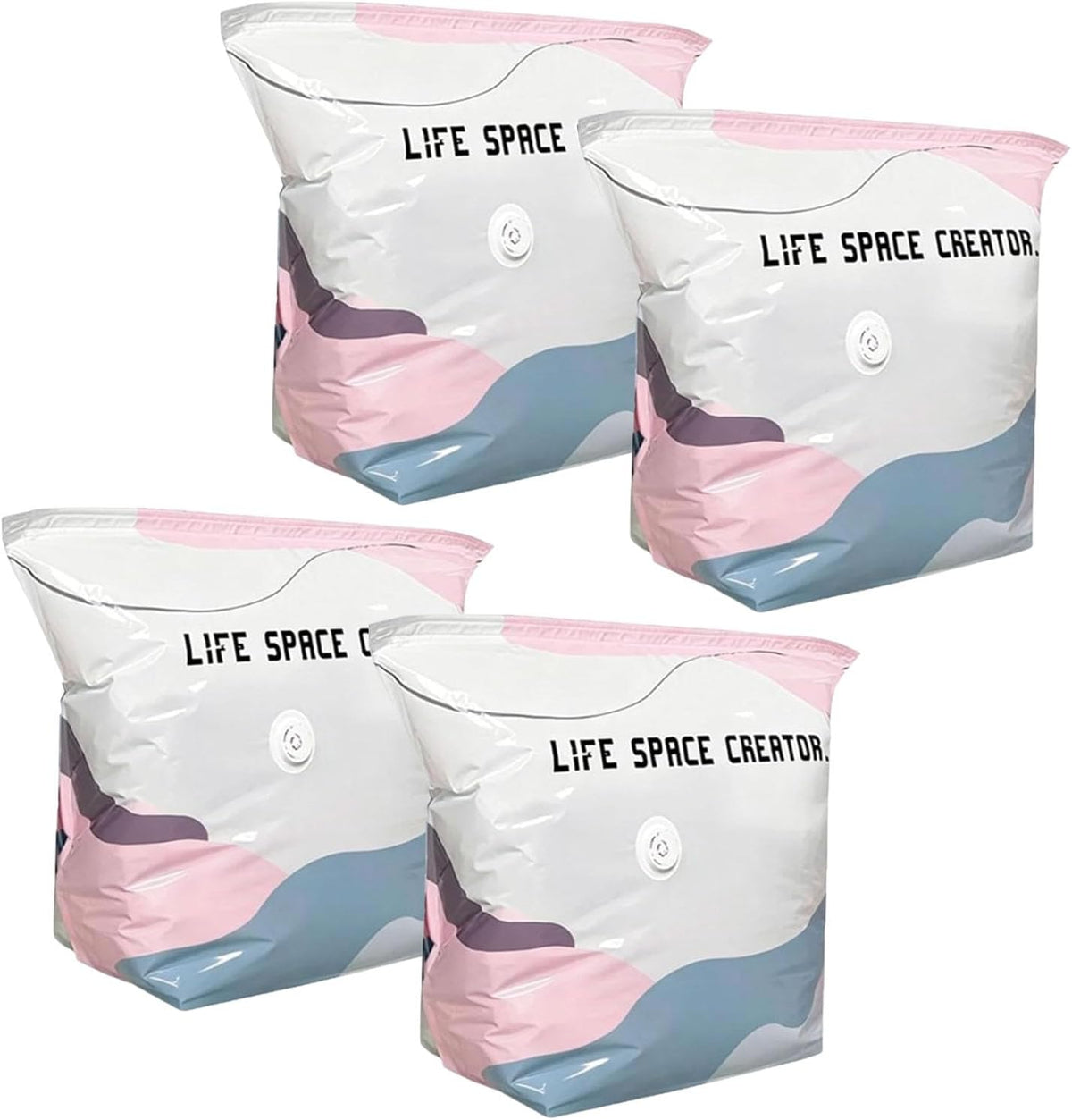 No‑Pump Vacuum Storage Bags, Large Cube Vacuum Seal Bags, Press & Seal Roll-Up Compression B𝐚g𝐬 for Clothes, Duvets, Bedding & Travel (Medium)
