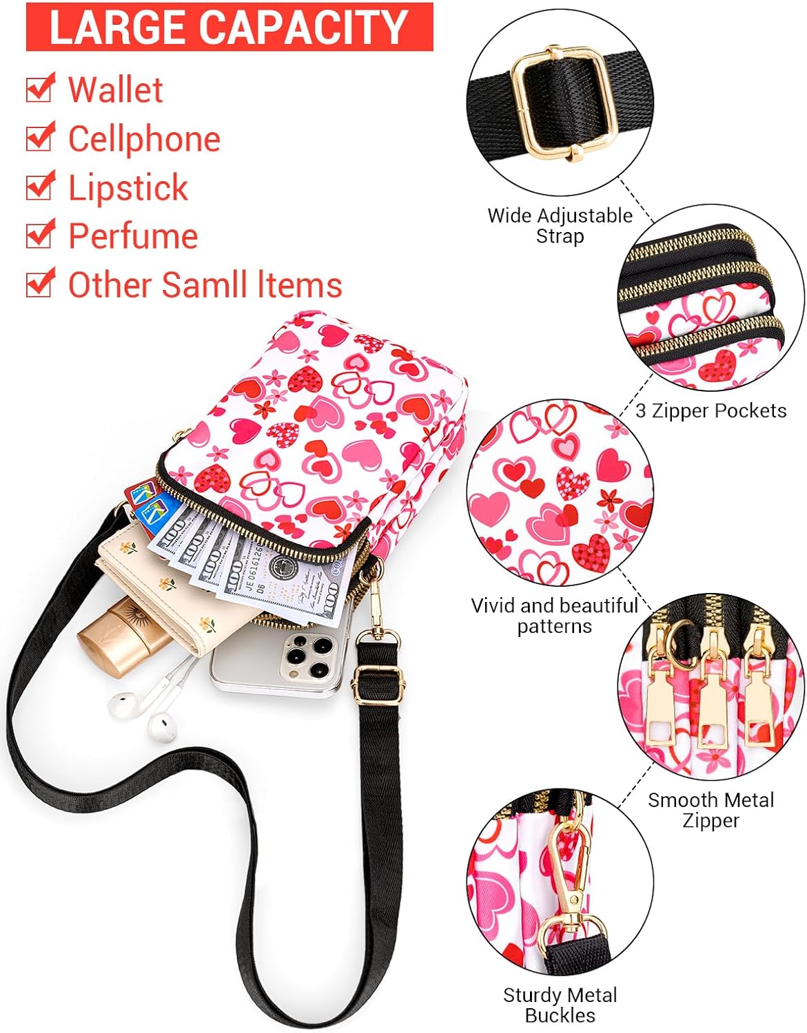 Small Crossbody Bags for Women, Mini Cell Phone Wallet Purse, Shoulder Bag for Women and Men