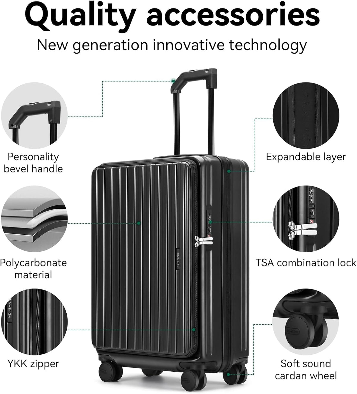 20 Inch Carry On Luggage with Wheels PC Hard Shell Suitcase Top Opening Expandable Tsa Luggage Suitcases for Travel Woman Men.(Livid green)