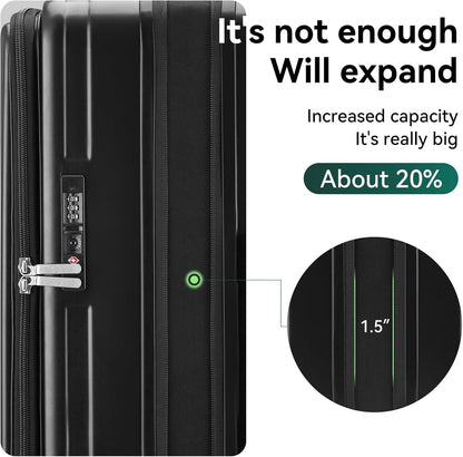 20 Inch Carry On Luggage with Wheels PC Hard Shell Suitcase Top Opening Expandable Tsa Luggage Suitcases for Travel Woman Men.(Livid green)