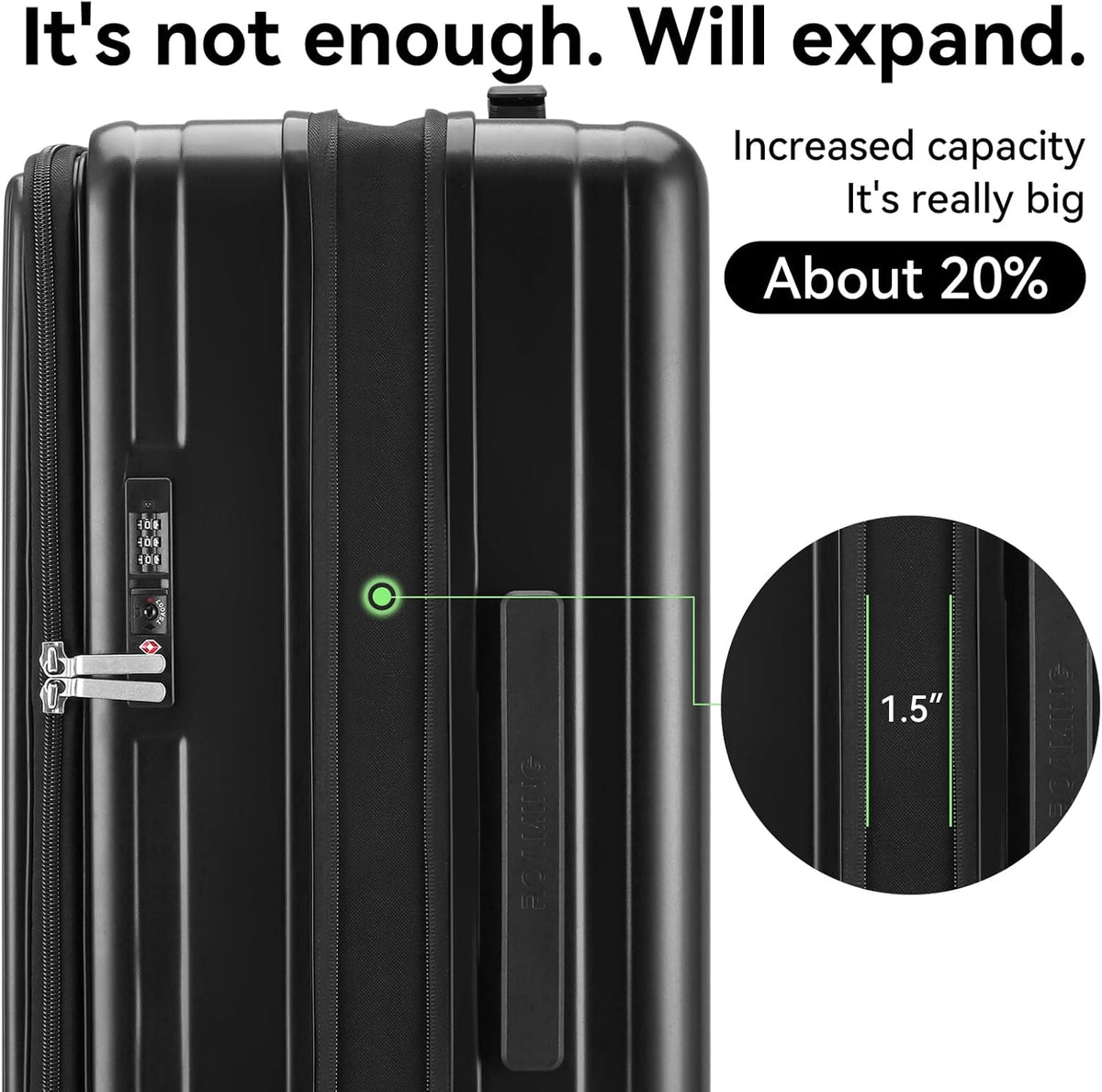 20 Inch Carry On Luggage with Wheels PC Hard Shell Suitcase Top Opening Expandable Tsa Luggage Suitcases for Travel Woman Men.(Livid green)