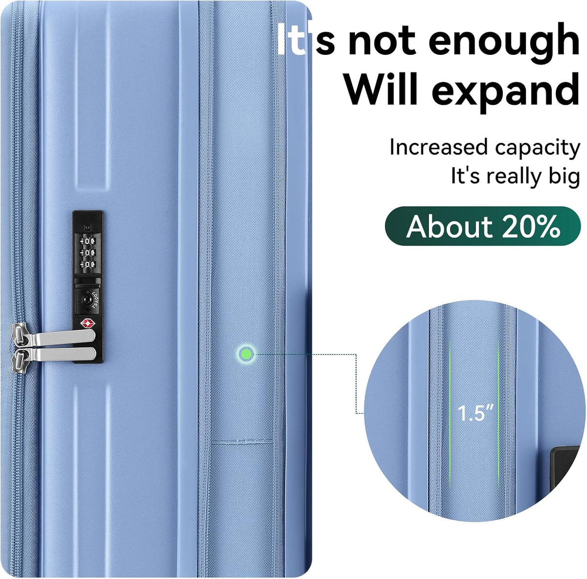 20 Inch Carry On Luggage with Wheels PC Hard Shell Suitcase Top Opening Expandable Tsa Luggage Suitcases for Travel Woman Men.(Livid green)