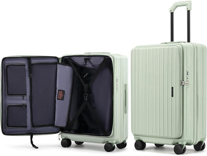 20 Inch Carry On Luggage with Wheels PC Hard Shell Suitcase Top Opening Expandable Tsa Luggage Suitcases for Travel Woman Men.(Livid green)