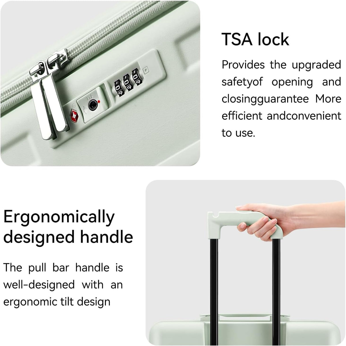 20 Inch Carry On Luggage with Wheels PC Hard Shell Suitcase Top Opening Expandable Tsa Luggage Suitcases for Travel Woman Men.(Livid green)