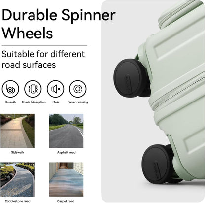 20 Inch Carry On Luggage with Wheels PC Hard Shell Suitcase Top Opening Expandable Tsa Luggage Suitcases for Travel Woman Men.(Livid green)