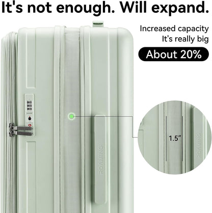 20 Inch Carry On Luggage with Wheels PC Hard Shell Suitcase Top Opening Expandable Tsa Luggage Suitcases for Travel Woman Men.(Livid green)