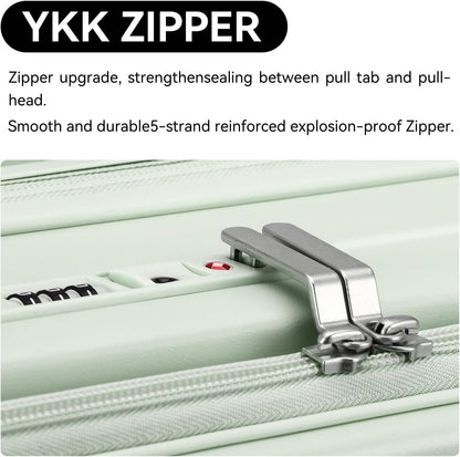 20 Inch Carry On Luggage with Wheels PC Hard Shell Suitcase Top Opening Expandable Tsa Luggage Suitcases for Travel Woman Men.(Livid green)