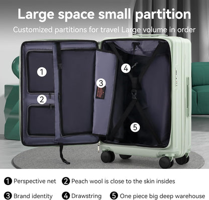 20 Inch Carry On Luggage with Wheels PC Hard Shell Suitcase Top Opening Expandable Tsa Luggage Suitcases for Travel Woman Men.(Livid green)