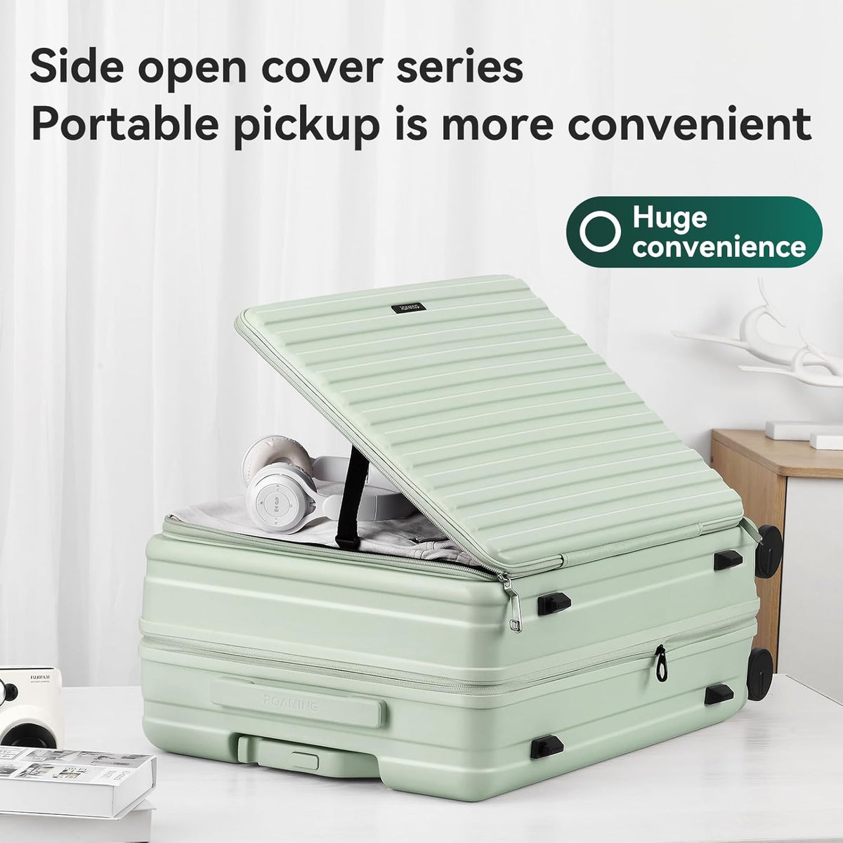 20 Inch Carry On Luggage with Wheels PC Hard Shell Suitcase Top Opening Expandable Tsa Luggage Suitcases for Travel Woman Men.(Livid green)