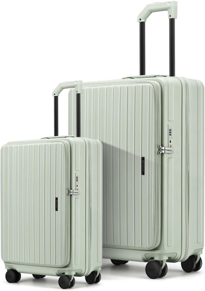 20 Inch Carry On Luggage with Wheels PC Hard Shell Suitcase Top Opening Expandable Tsa Luggage Suitcases for Travel Woman Men.(Livid green)