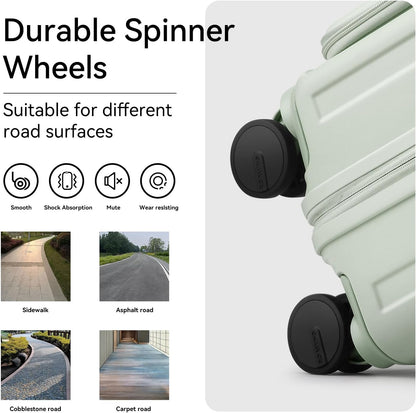 20 Inch Carry On Luggage with Wheels PC Hard Shell Suitcase Top Opening Expandable Tsa Luggage Suitcases for Travel Woman Men.(Livid green)