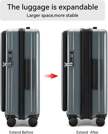 20 Inch Carry On Luggage with Wheels PC Hard Shell Suitcase Top Opening Expandable Tsa Luggage Suitcases for Travel Woman Men.(Livid green)